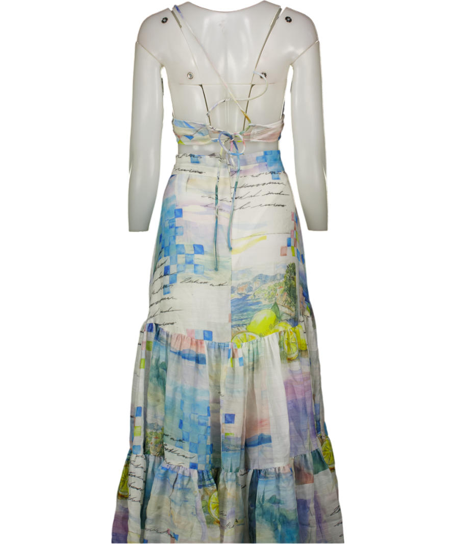 ASOS White Holiday Lemon Print Dress UK 8