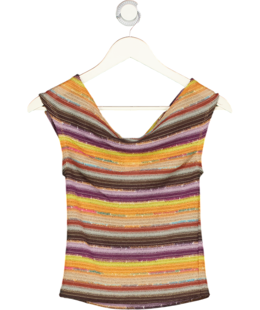 Jaded London Multicoloured Cata Multi Stripe Asymmetric Knit Top UK M