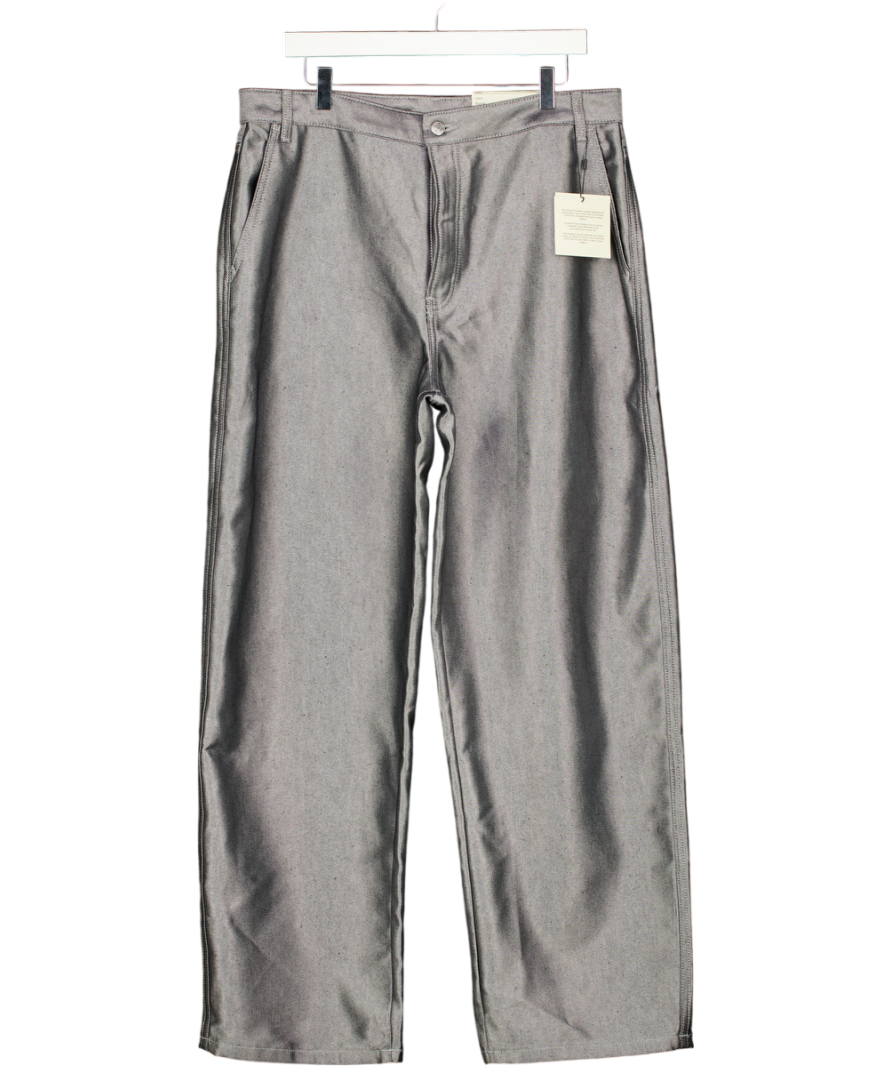 CALVIN KLEIN Metallic Grey Deni Shine Relaxed Barrel Jeans W33
