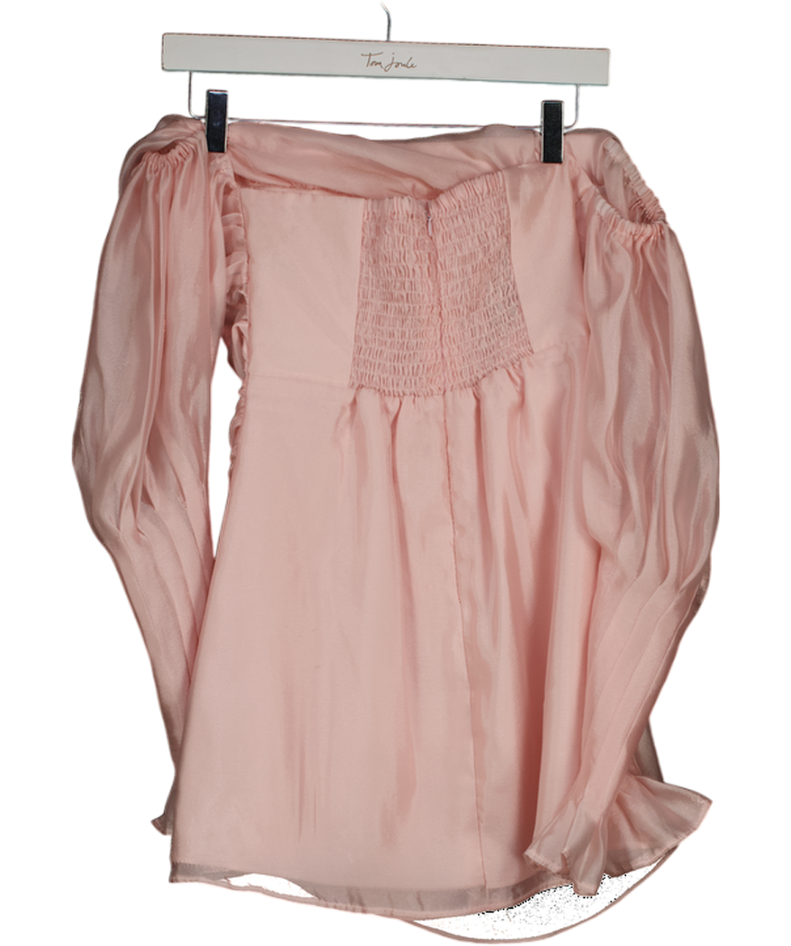 ANMY BUI Pink Miranda Organza Bardot Mini Dress UK 8