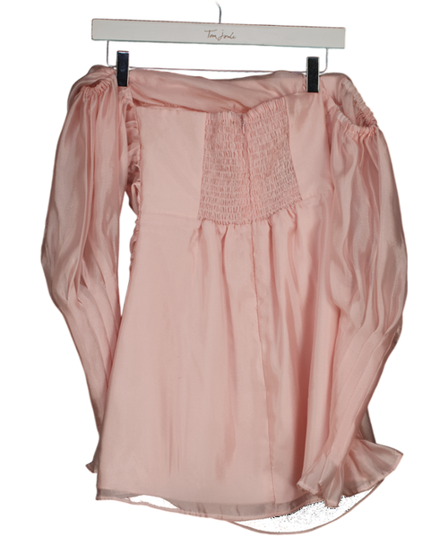 ANMY BUI Pink Miranda Organza Bardot Mini Dress UK 8