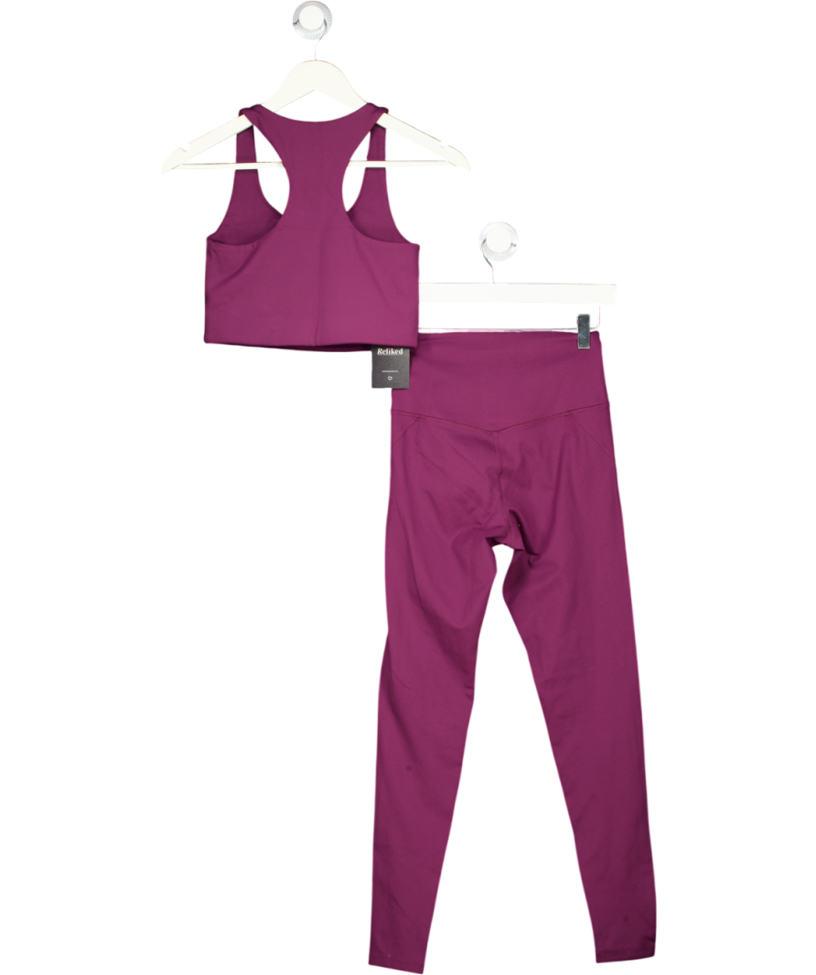 Girlfriend Collective Purple Compressive High Waisted Leggings And Sports Bra Set UK S