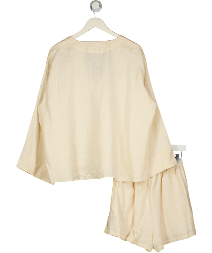 SECOND SUMMER 2-piece Pale Yellow Linen Shorts And Top Set UK XS/S