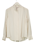 REISS Cream Silky Mandarin Collar Blouse UK 8