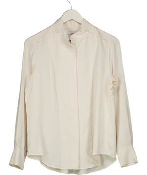 REISS Cream Silky Mandarin Collar Blouse UK 8