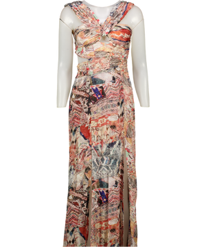 H&M Multicoloured Studio Collection Draped Patterned Dress UK 8