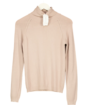 KAREN MILLEN Beige Essential Knit Roll Neck Jumper UK XS/S