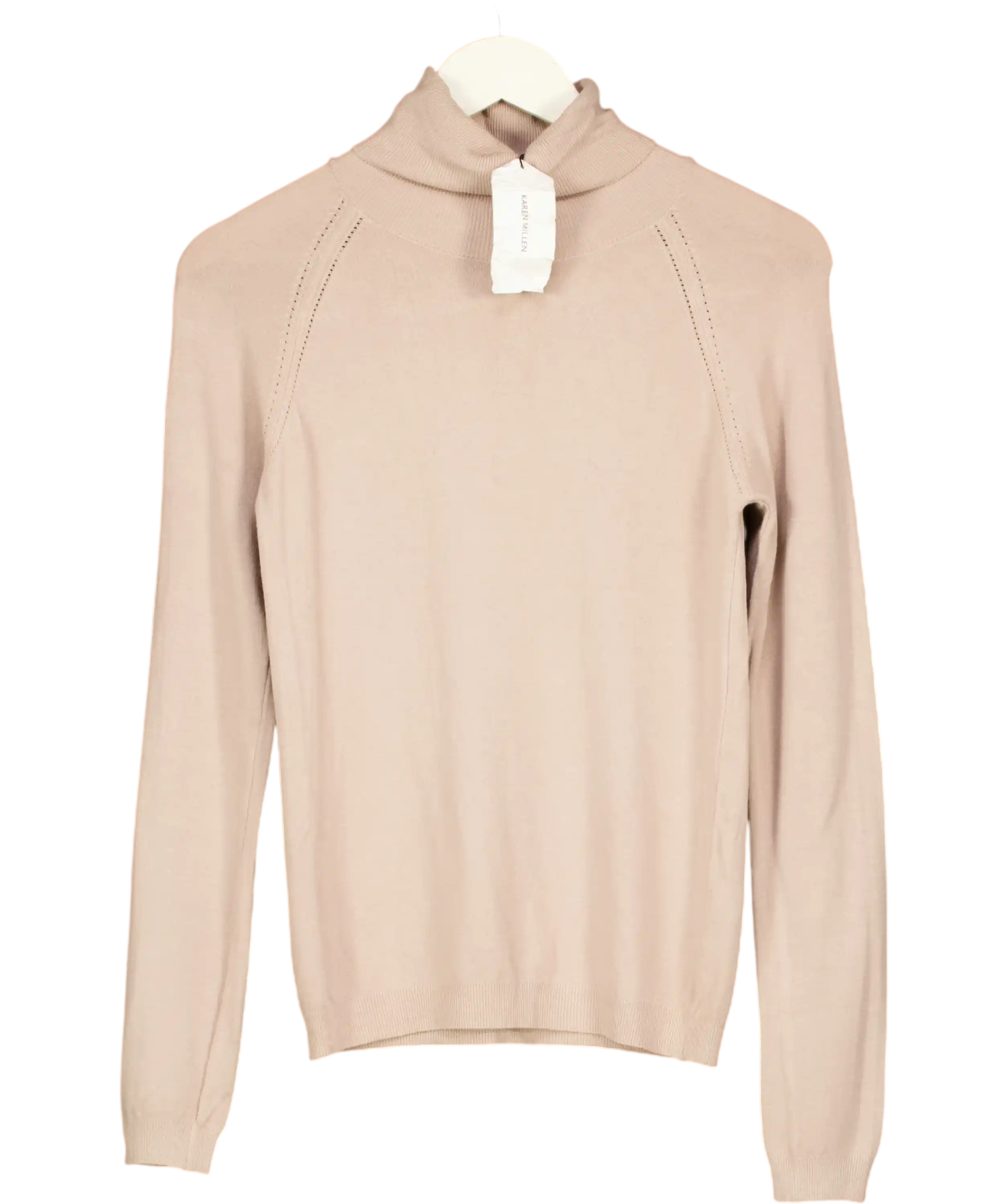 KAREN MILLEN Beige Essential Knit Roll Neck Jumper UK XS/S