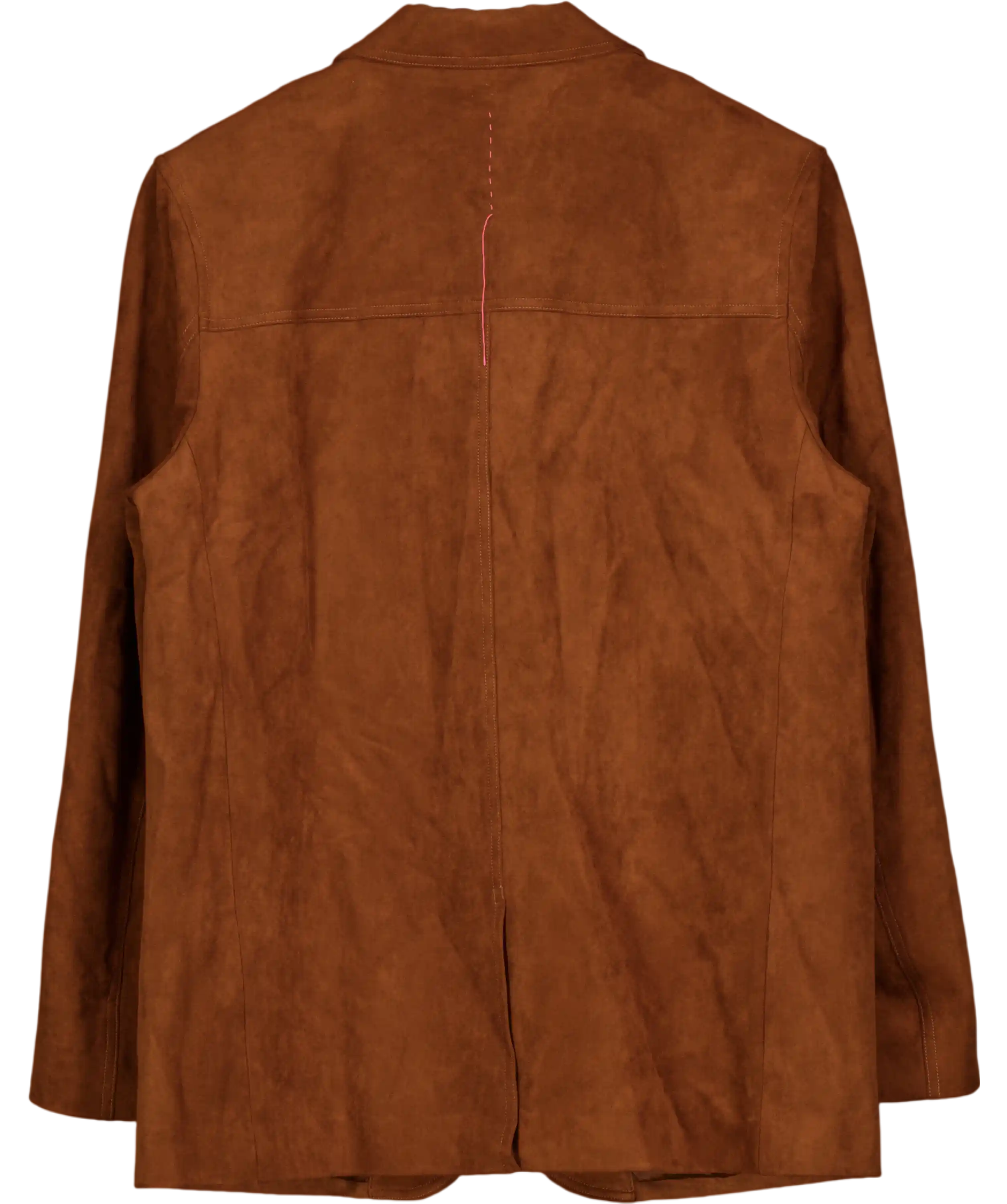 FABRIQUE Brown X Mariana Catta Tan Verdi Curved Hem Suede Blazer UK S