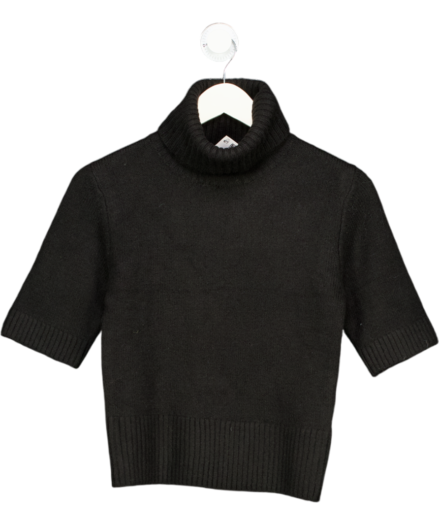 H&M Black Knitted Polo-neck Top UK XS