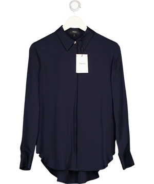 Theory Blue Relaxed Shirt In Silk Georgette UK S