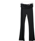 Bo + Tee Black Fold Over Flare Leggings UK M