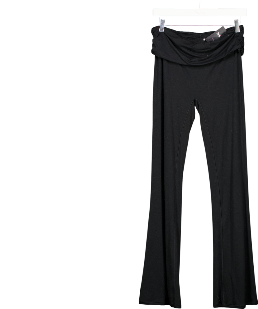 Bo + Tee Black Fold Over Flare Leggings UK M