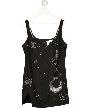 RENEE STUDIO Plus X Michelle Nayla Exclusive Celestial Sequin & Pearl Embellished Side Split Mini Dress In Black UK 18