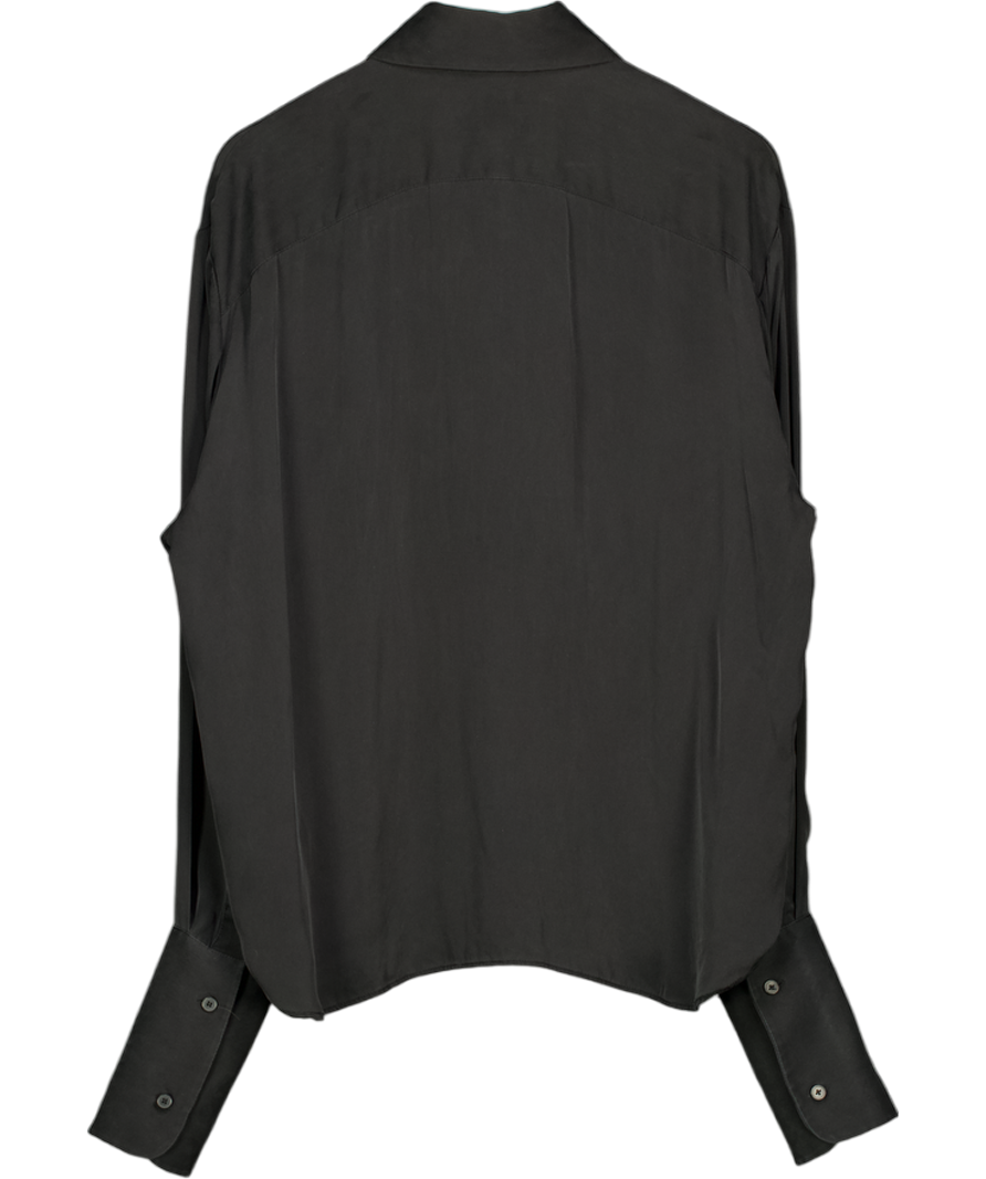 HELSA Black The Relaxed Silk Shirt UK S