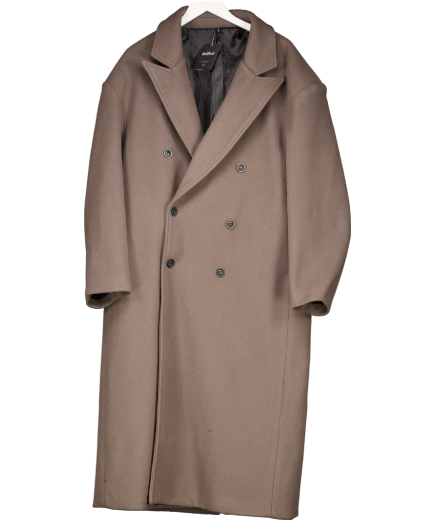 DEJAVU Brown Double Breasted Coat UK L - Reliked