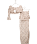 Deme Studio 2 - piece Beige Lace Skirt And Top Set UK XS - Reliked