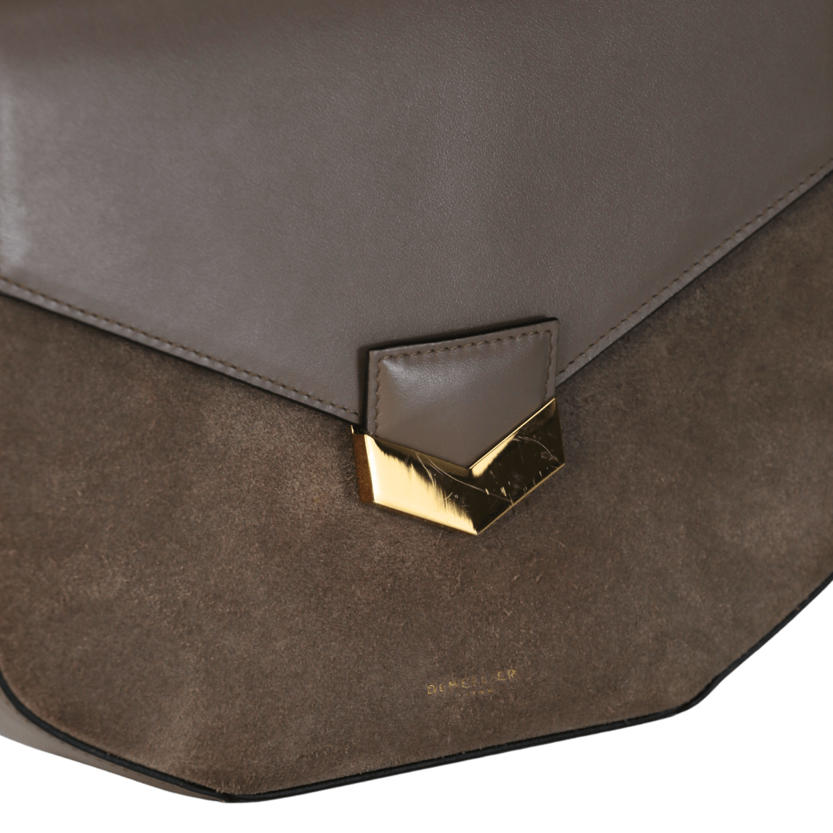 DeMellier London Beige The London X Hannah Strafford - taylor Stone Suede And Smooth Leather Shoulder Bag - Reliked