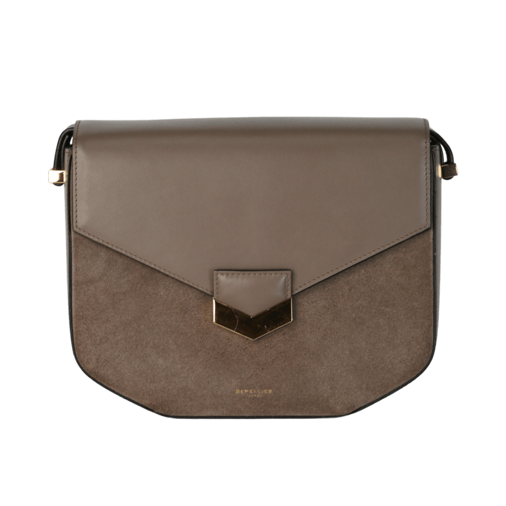 DeMellier London Beige The London X Hannah Strafford - taylor Stone Suede And Smooth Leather Shoulder Bag - Reliked
