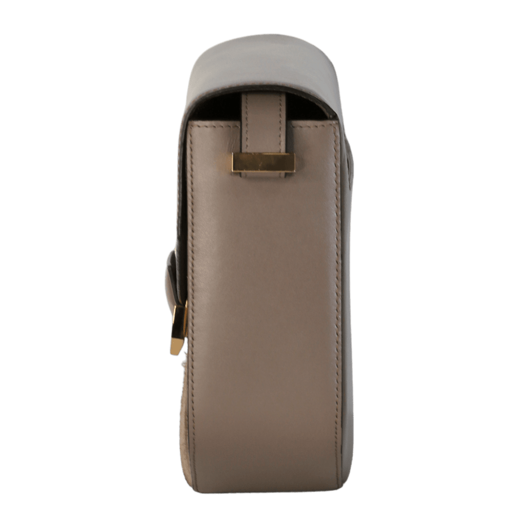 DeMellier London Beige The London X Hannah Strafford - taylor Stone Suede And Smooth Leather Shoulder Bag - Reliked