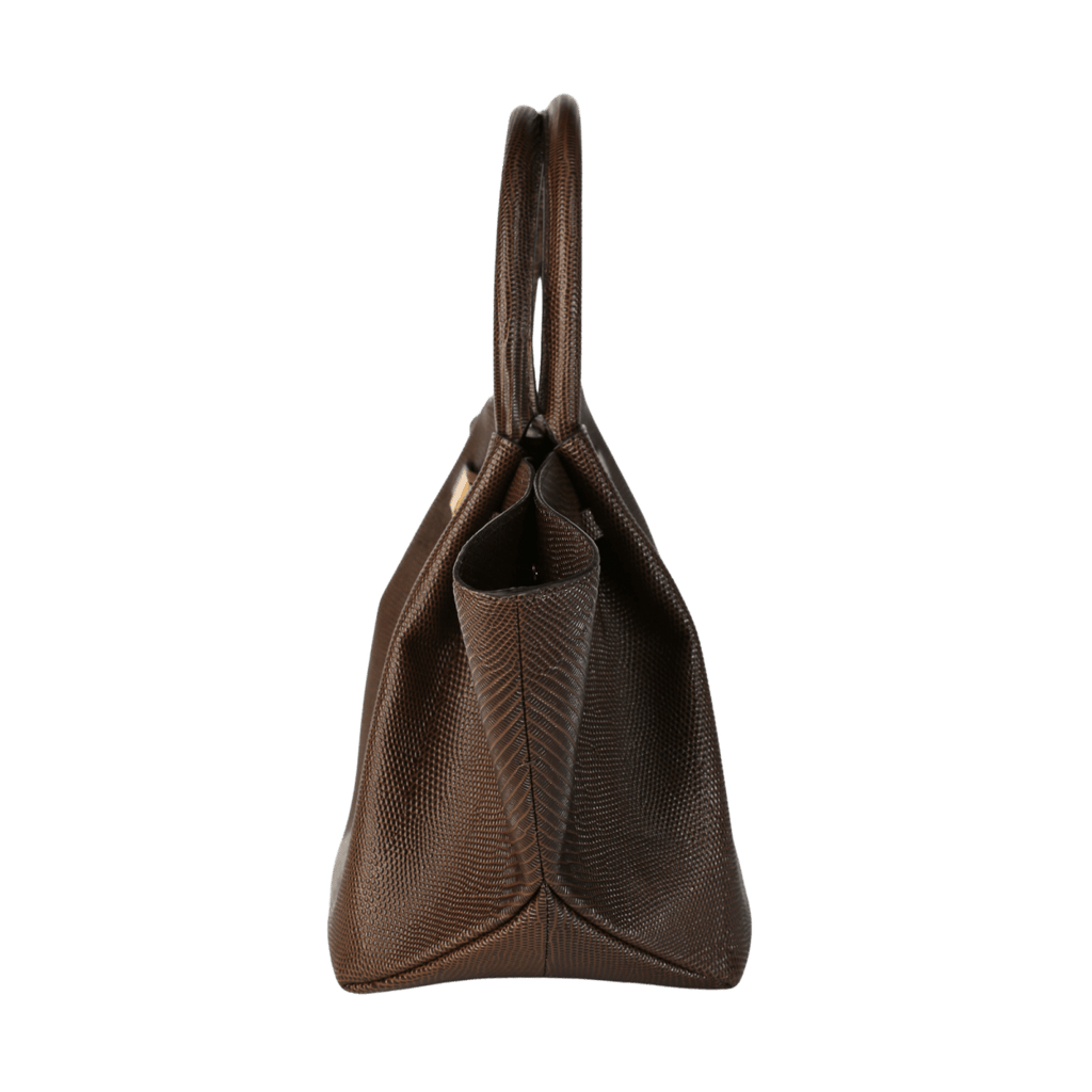 Demellier London Brown New York Midi Textured - leather Tote - Reliked