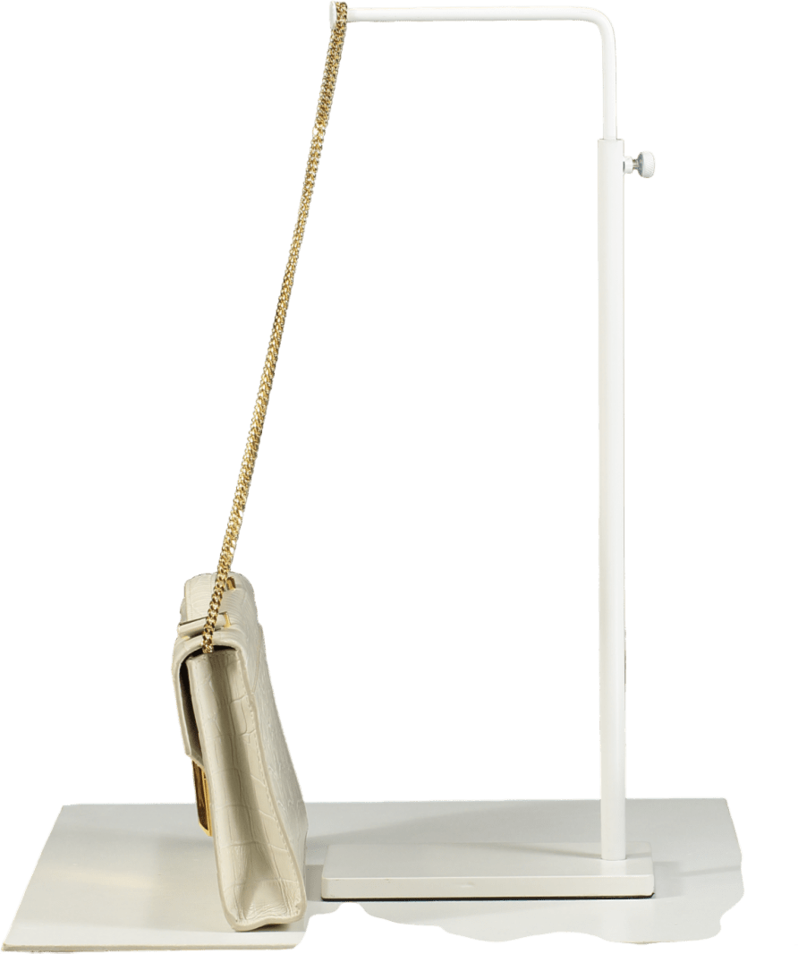 DeMellier London Cream Vancouver Croc - effect Leather Clutch Bag With Crossbody Chain - Reliked