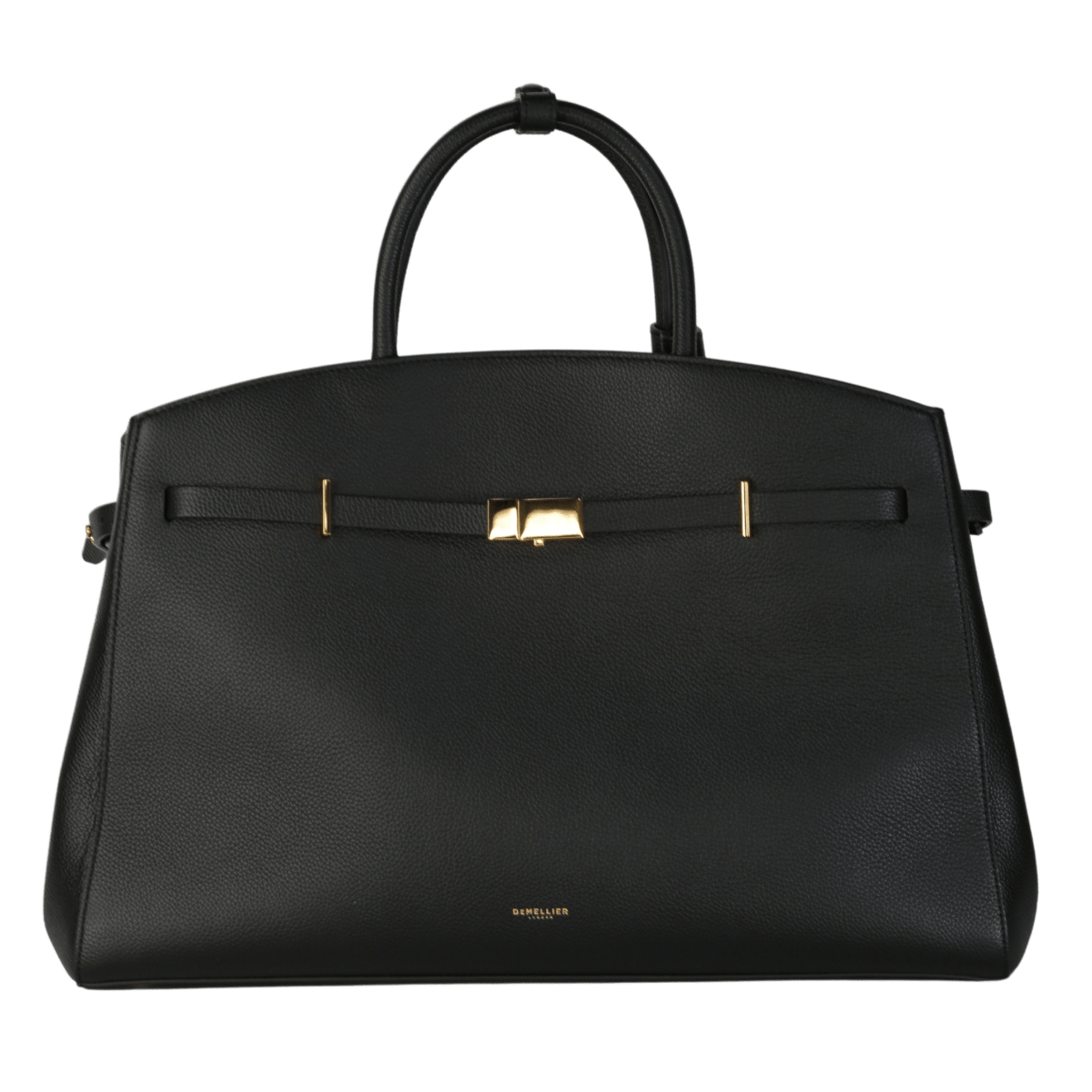 DeMellier London The Hudson Black Leather Tote Bag with shoulder strap - Reliked
