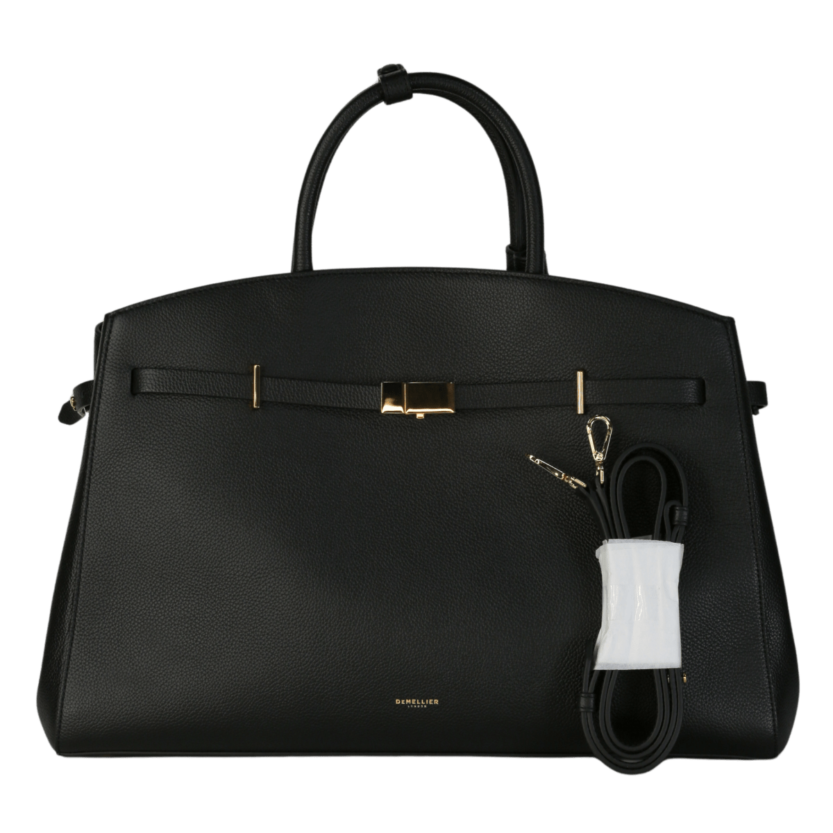 DeMellier London The Hudson Black Leather Tote Bag with shoulder strap - Reliked
