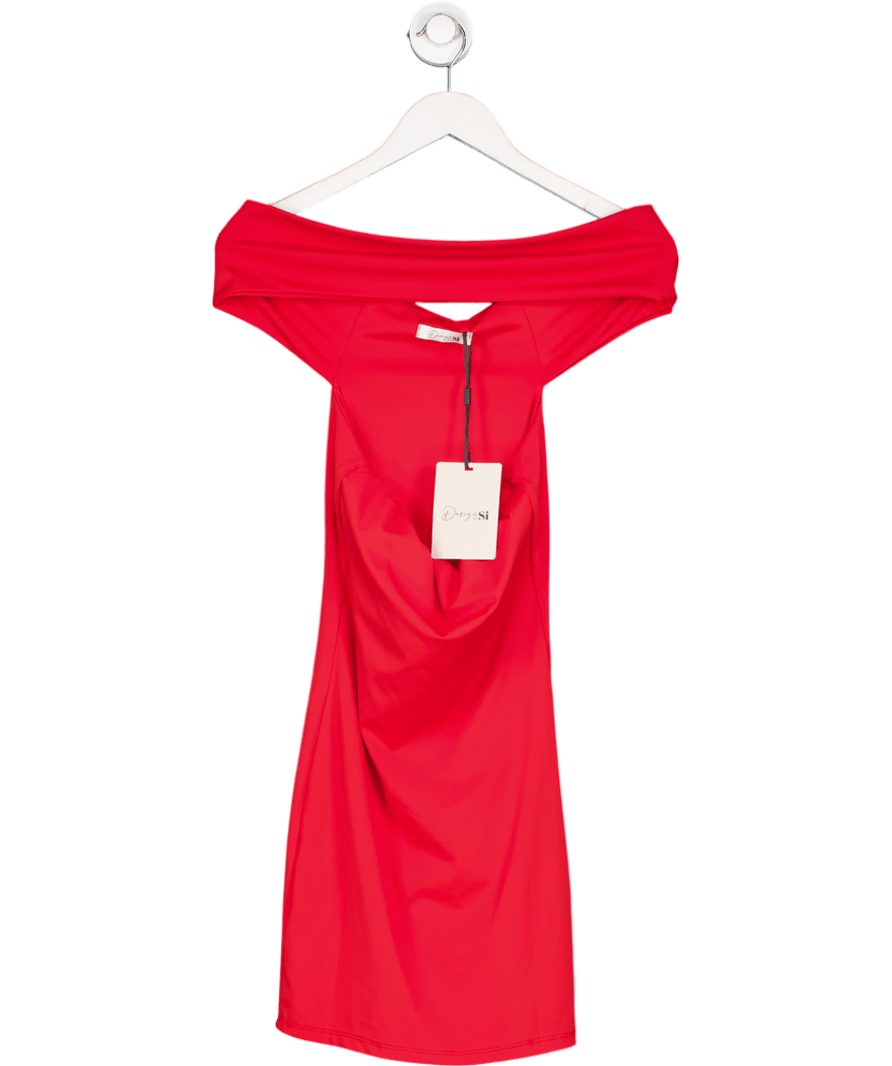 design by si Red Carmana Off Shoulder Dress UK XS/S - Reliked