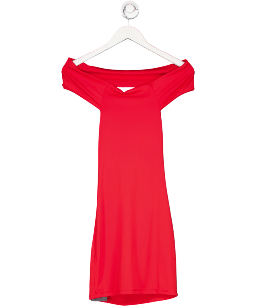 design by si Red Carmana Off Shoulder Dress UK XS/S - Reliked