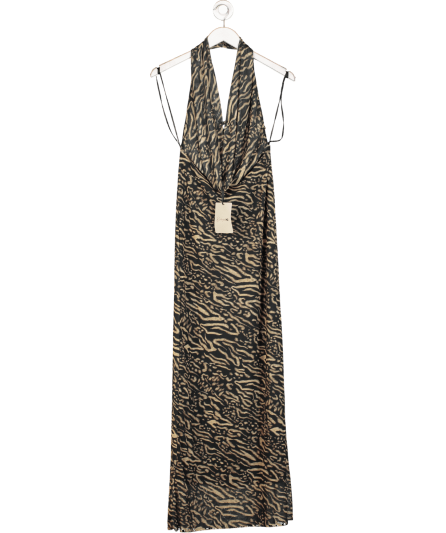 Design by Sii Black Columbine Halter Neck Maxi Dress UK XS/S - Reliked