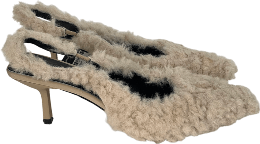 Design for you Cream Faux Fur Fluffy Heels UK 5 EU 38 👠 - Reliked