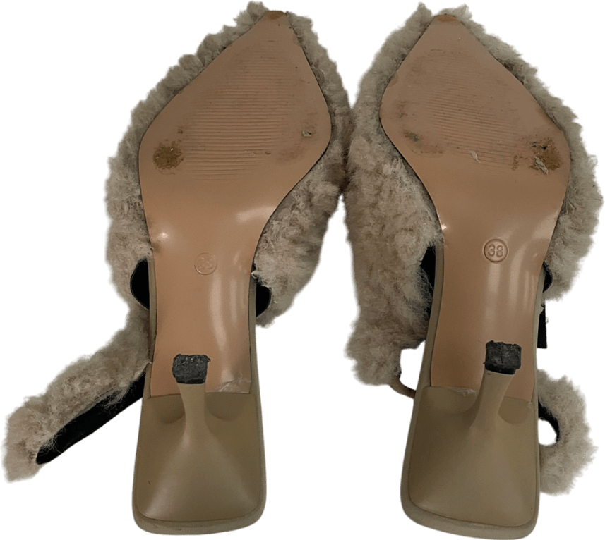 Design for you Cream Faux Fur Fluffy Heels UK 5 EU 38 👠 - Reliked