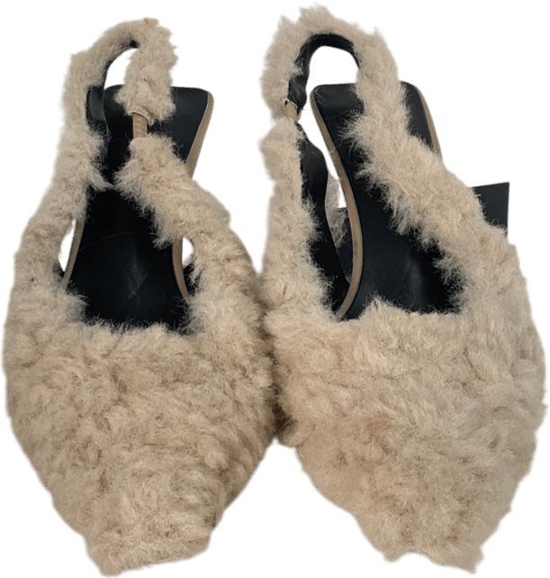 Design for you Cream Faux Fur Fluffy Heels UK 5 EU 38 👠 - Reliked