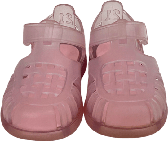 designer kids boutique Girls Pale Pink Velcro Strap Tobby Sandals UK 6 EU 23 👼 - Reliked