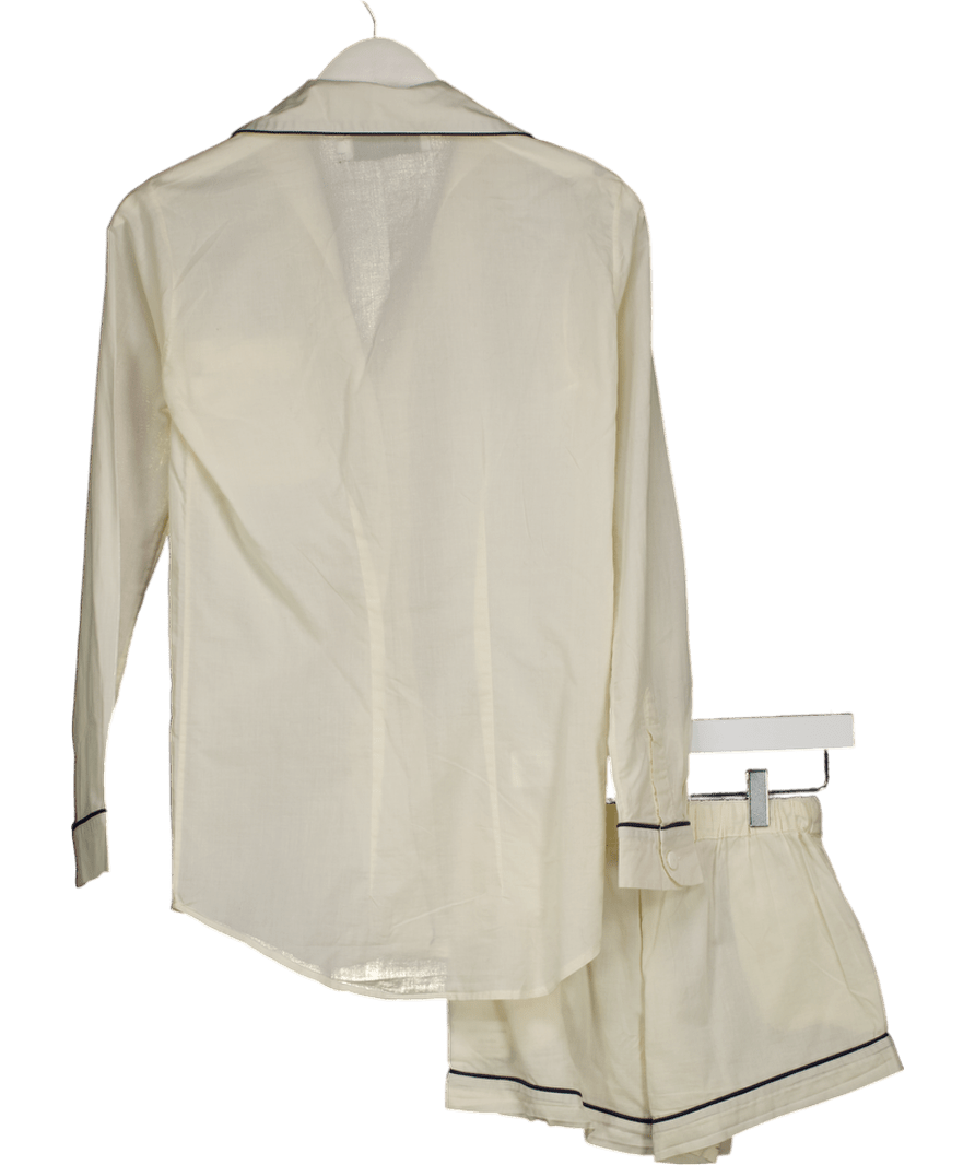 Desmond And Dempsey Cream / Black 100%. Cotton Short Pyjama Set - Mongrammed 'jf' UK XS - Reliked