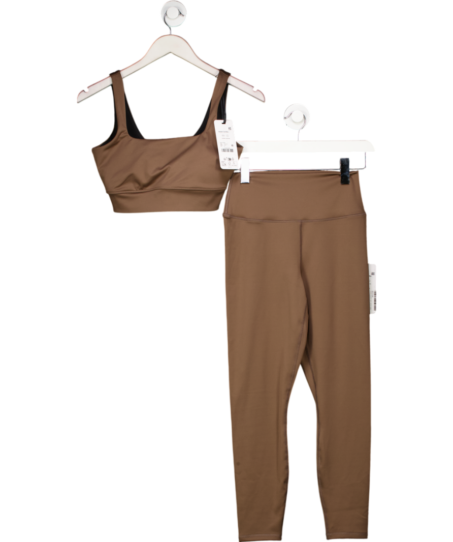 Varley Brown 2-piece Assure High-rise Legging 25" And Cori Square Neck Top Set UK M
