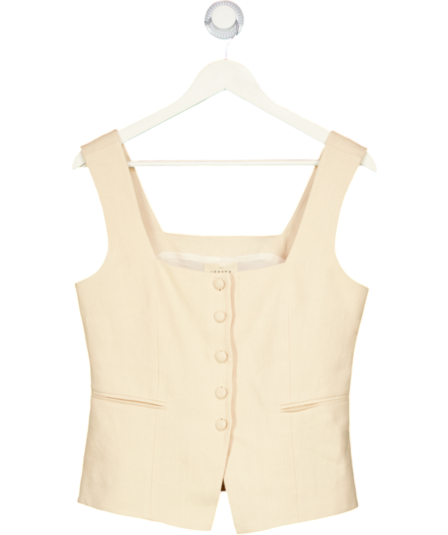 Sezane Cream Zelinda Linen Waistcoat Top / Blouse Fr38 UK 10