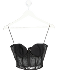 Nensi Dojaka Black Mesh-panel Corset Top UK M