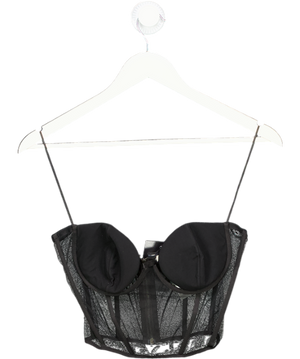 Nensi Dojaka Black Mesh-panel Corset Top UK M