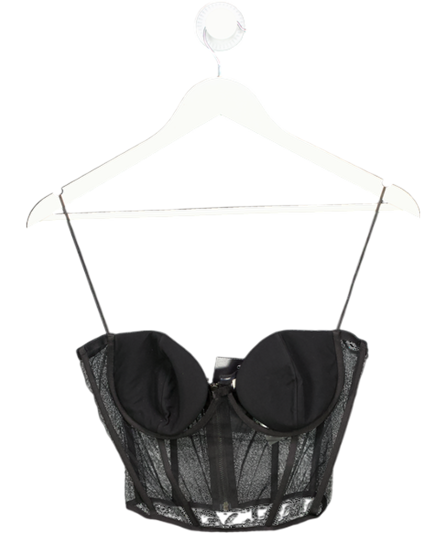 Nensi Dojaka Black Mesh-panel Corset Top UK M