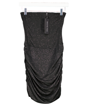 White Fox Out In The Wild Strapless Mini Dress Black Glitter UK S