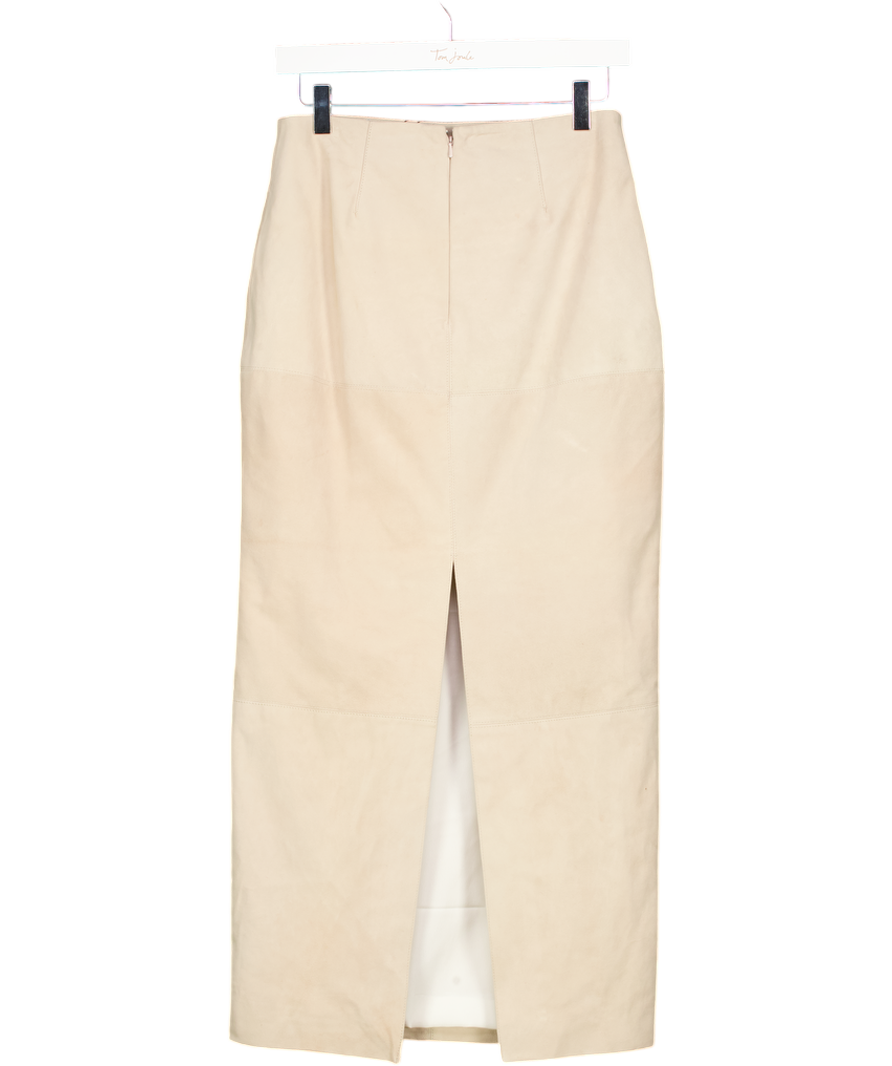 RIVER ISLAND Cream Real Suede Seam Detail Maxi Skirt UK 8