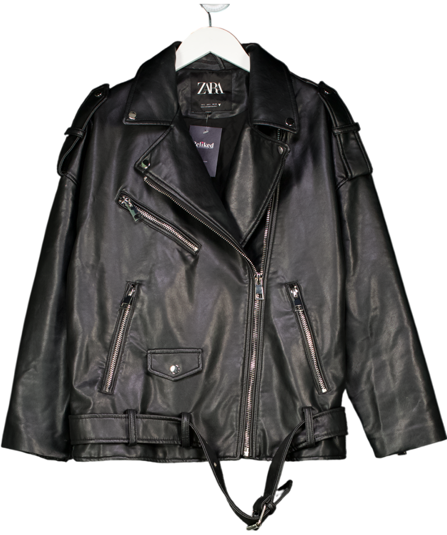 ZARA Black Faux Fur Leather Jackets UK S