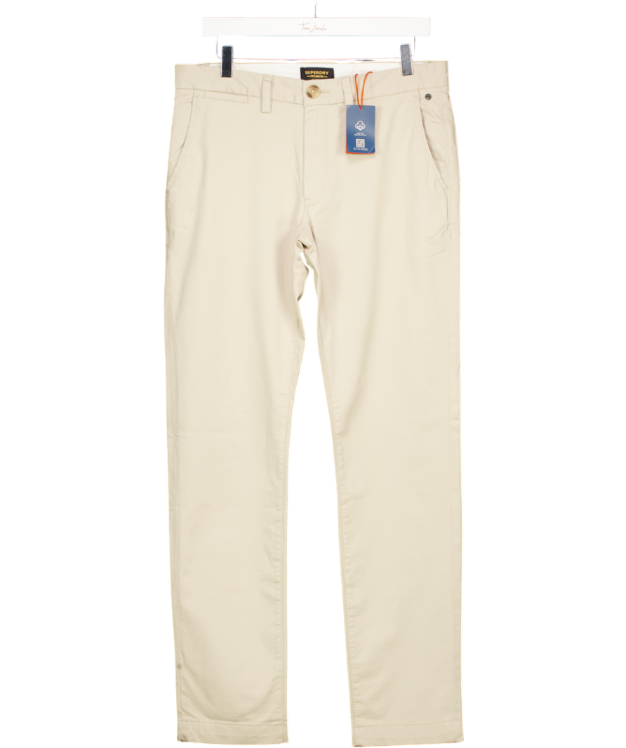 Superdry Cream Slim Tapered Stretch Chinos W32