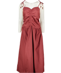 Burgundy Red 100% Cotton Ruched Bodice Dress UK 20