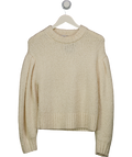& Other Stories Cream Oversized Puff Sleeve Boucle Knit Sweater UK S
