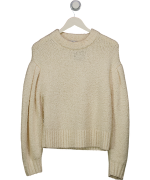 & Other Stories Cream Oversized Puff Sleeve Boucle Knit Sweater UK S
