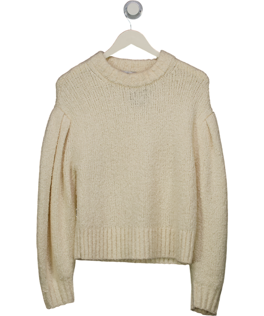 & Other Stories Cream Oversized Puff Sleeve Boucle Knit Sweater UK S
