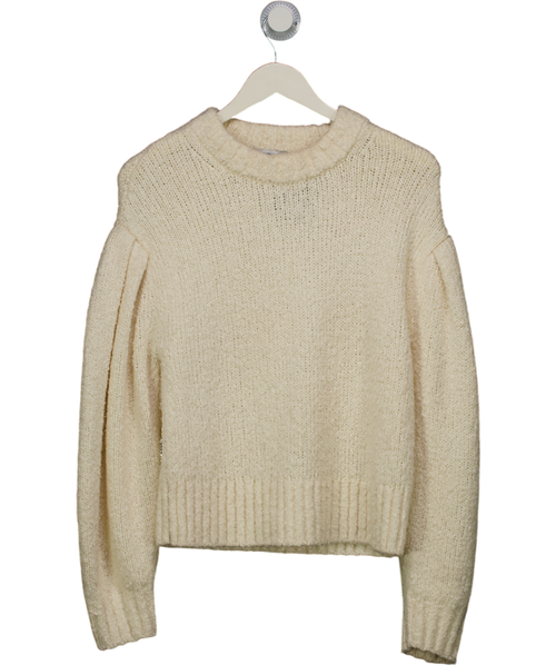 & Other Stories Cream Oversized Puff Sleeve Boucle Knit Sweater UK S